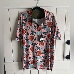 Floral Good Good Polo Shirt in Pink and Blue
